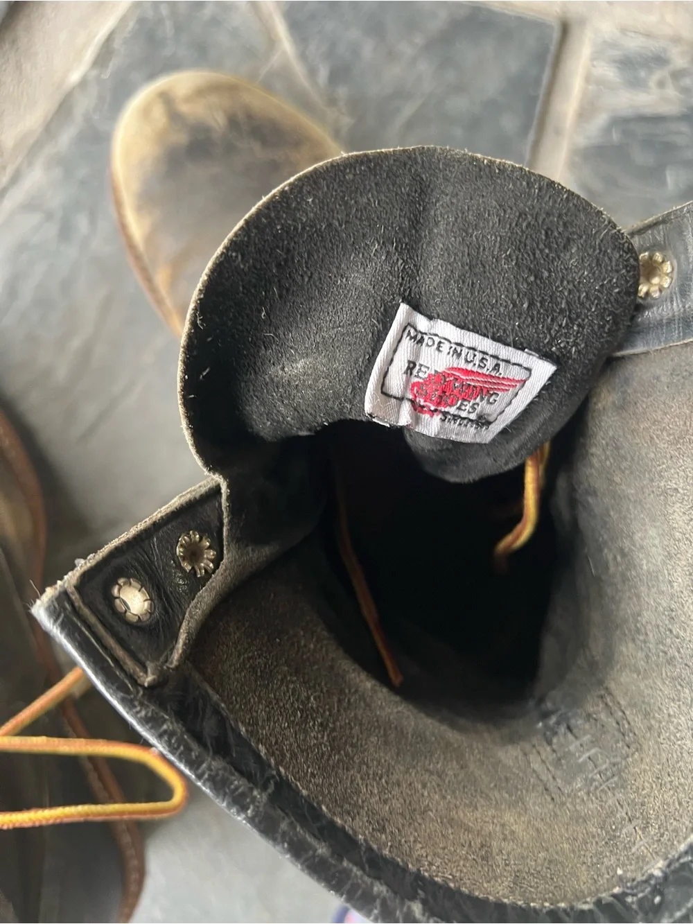 Vintage Redwing Black Leather Lace-Up Work Boots